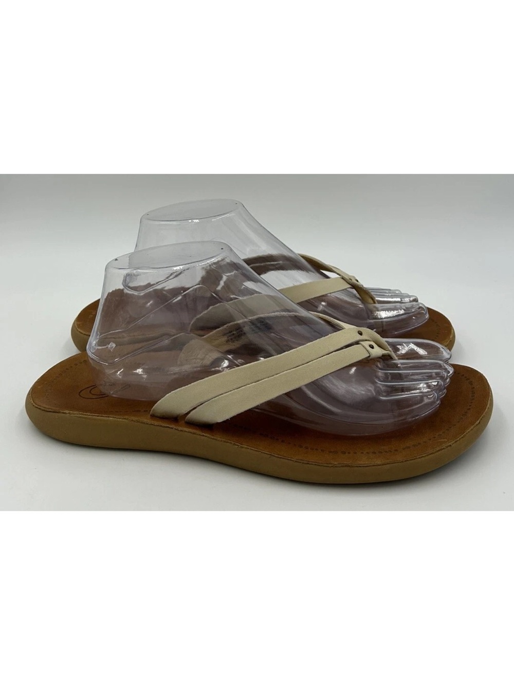 OLUKAI Kapehe Luana Sandals Sahara Leather Toe Post Thong Flip Flop Womans 10 US